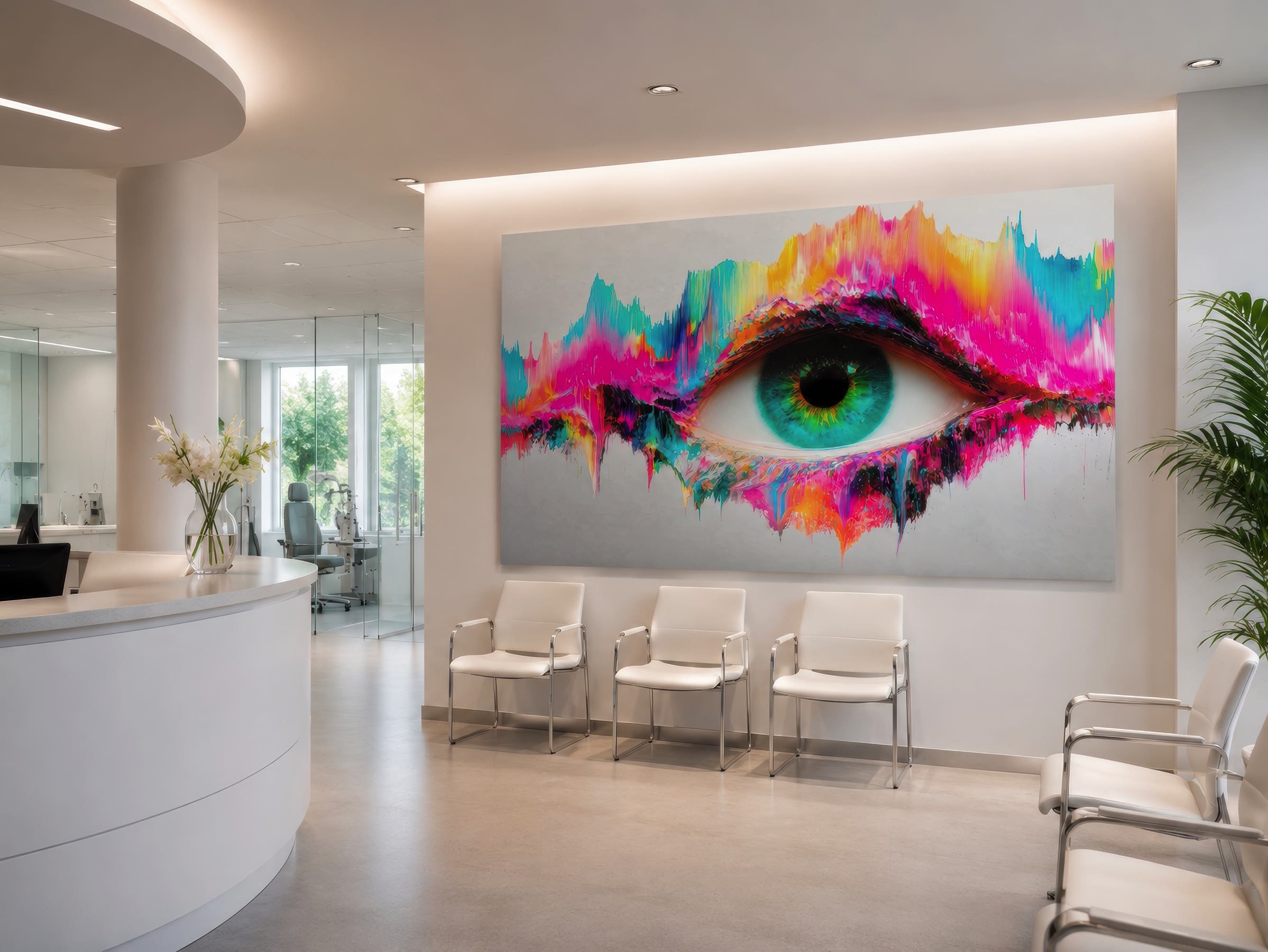 Waiting Lounge with an Eyeland ophthalmic artwork