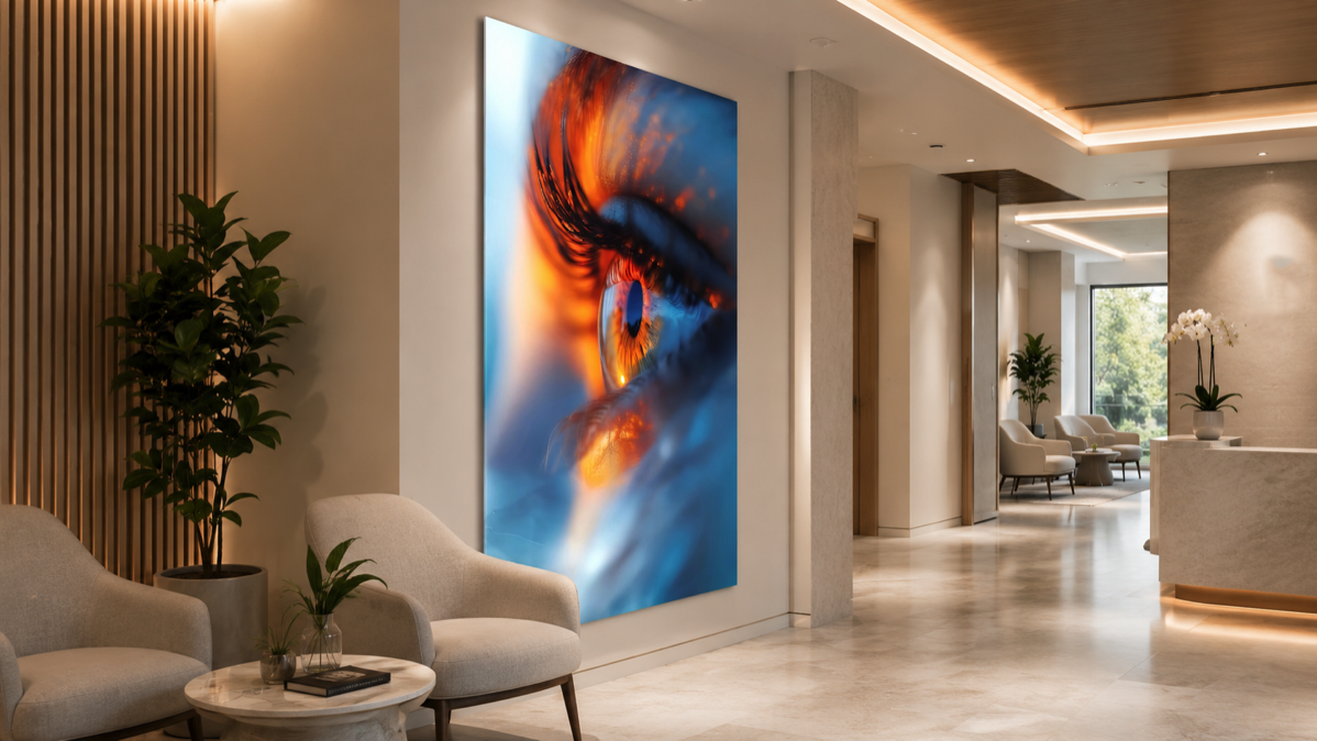 Clinic Corridor with an Eyeland ophthalmic artwork