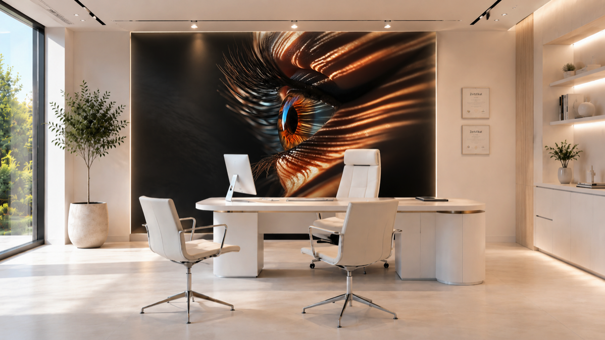 Consultation Area with an Eyeland ophthalmic artwork