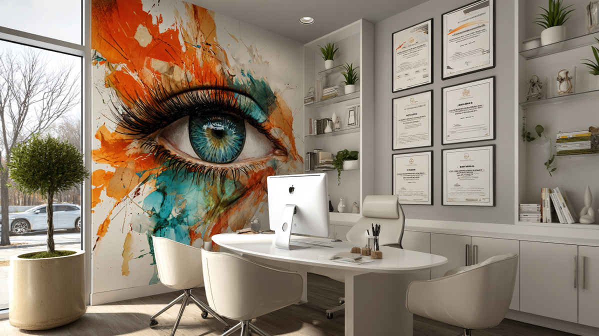 Consultation Room with an Eyeland ophthalmic artwork