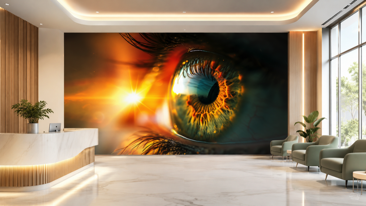 Reception Area with an Eyeland ophthalmic artwork